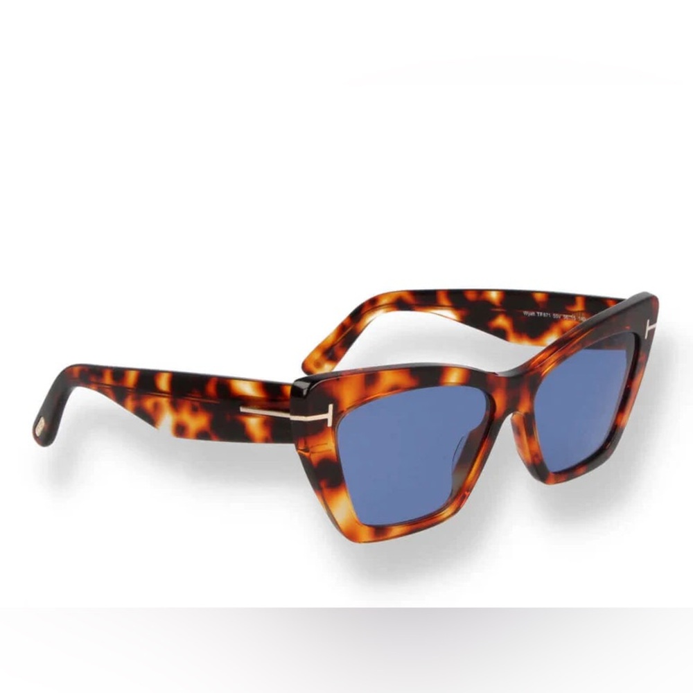 NEW FT0871/S 55V TOM FORD WYATT TF871 55V WOMEN HAVANA BLUE CAT EYE SUNGLASSES - Picture 2 of 10